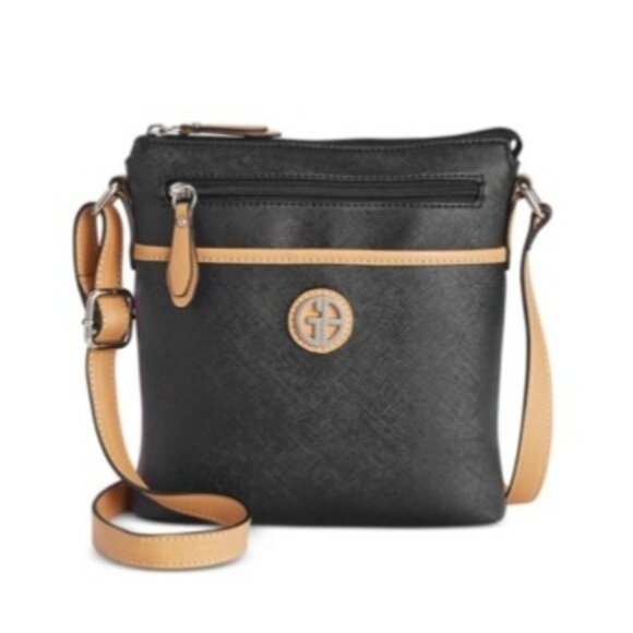 Giani Bernini Saffiano North South Crossbody Black/Brown/Silver NWD - Picture 1 of 4